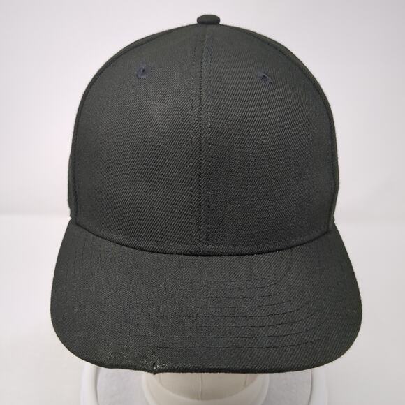 Crowns By Lids Fitted Baseball Cap Black 7 1/2 Vented Holes 6 Panel Blank Poly - Picture 2 of 9
